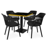 conjunto mesa de jantar quadrada venezia 70x70cm preta com 4 cadeiras estofadas marcela preto