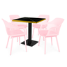 conjunto mesa de jantar quadrada venezia 70x70cm preta com 4 cadeiras estofadas marcela rosa