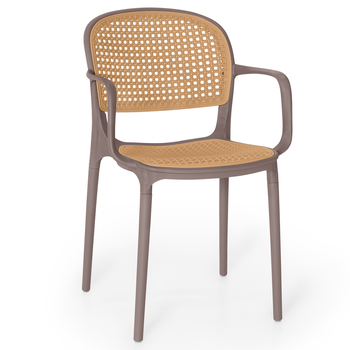 cadeira de jantar roma pratica com bracos para sala e cozinha marrom claro 2