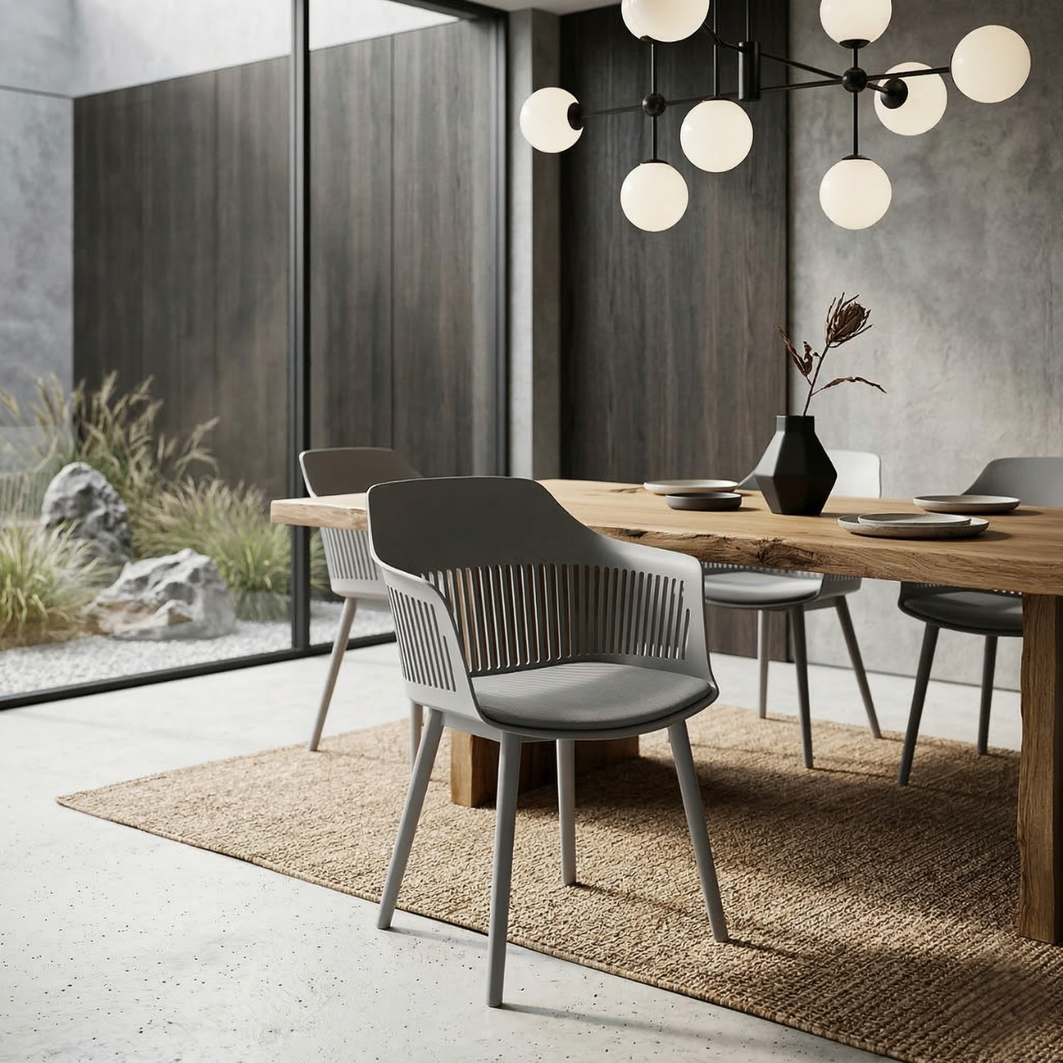 cadeira estofada de jantar marcela cinza magazine decor