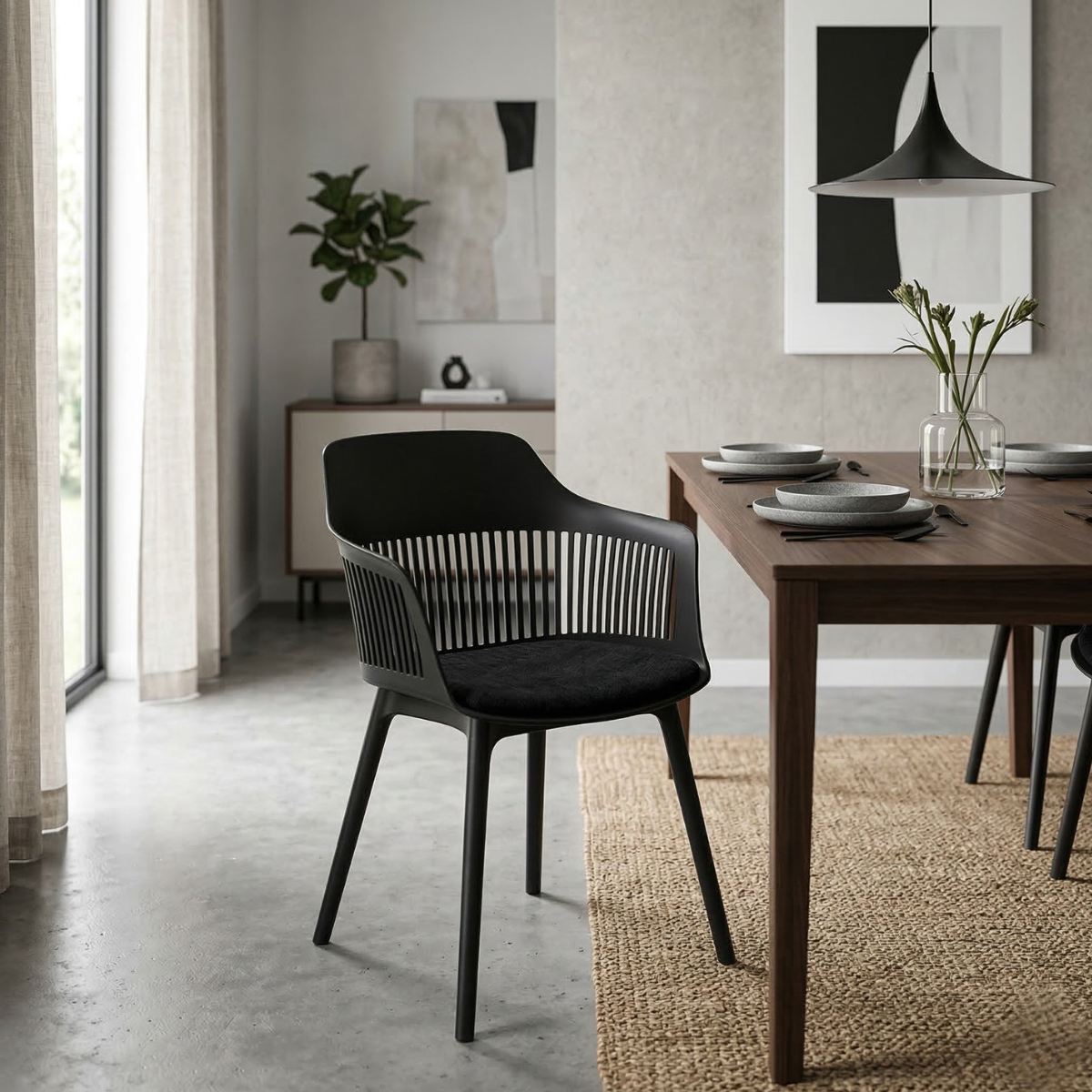 cadeira estofada de jantar marcela preto magazine decor