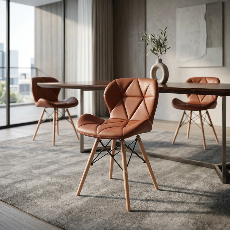 Cadeira Charles Eames Eiffel Slim Wood Estofada - Turquesa