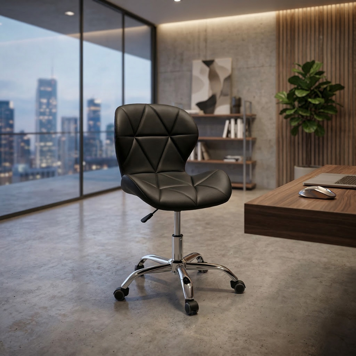 02 cadeira office eiffel slim base giratoria preta