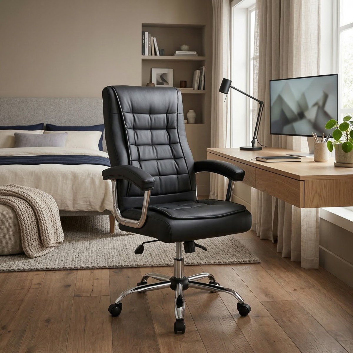 01 cadeira de escritorio giratoria presidente premium com molas ensacadas preto