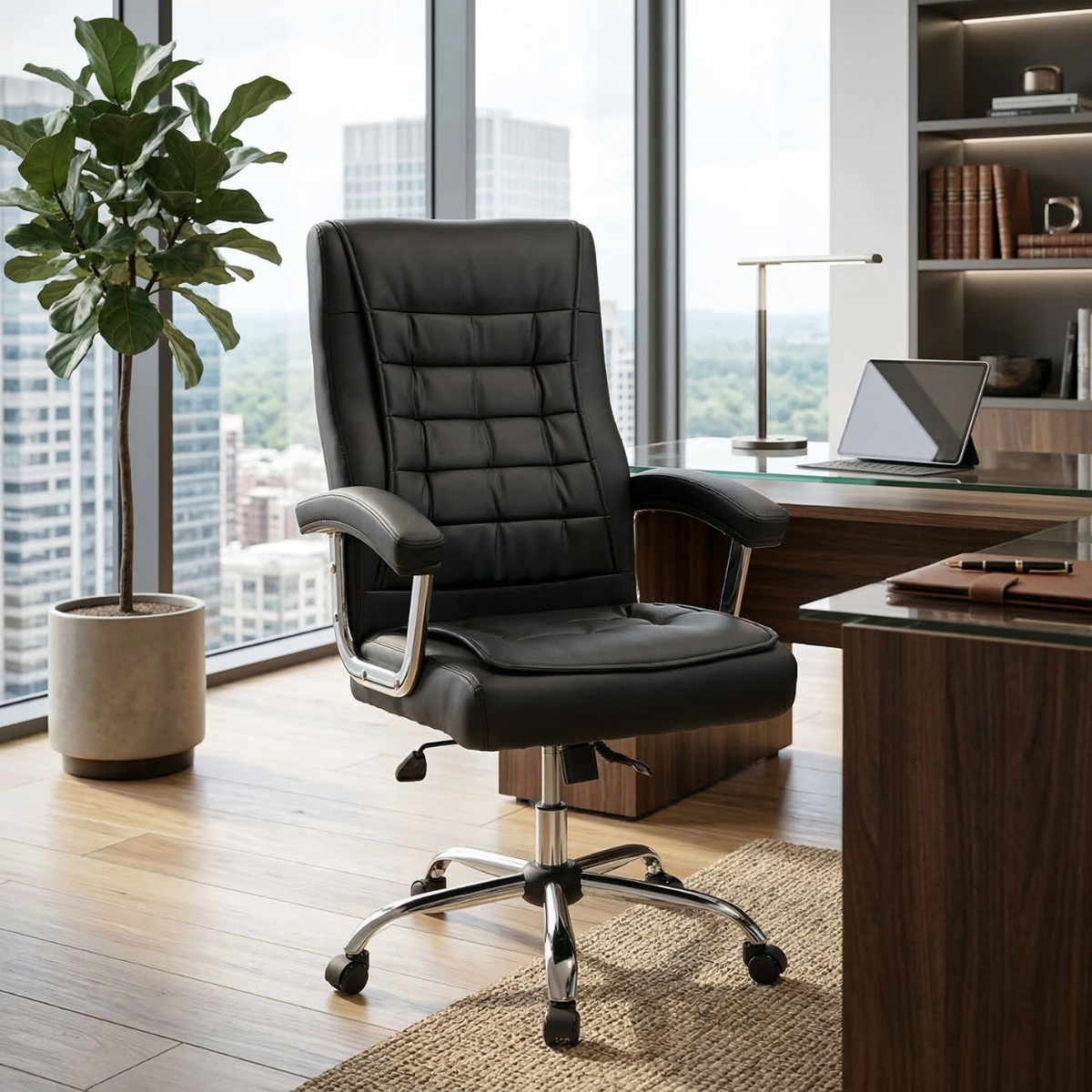 02 cadeira de escritorio giratoria presidente premium com molas ensacadas preto