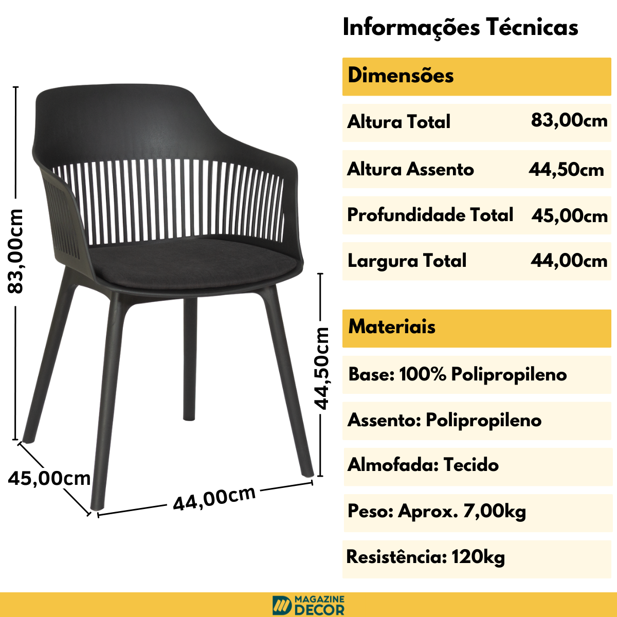 cadeira de jantar estofada marcela em polipropileno magazine decor medidas 1