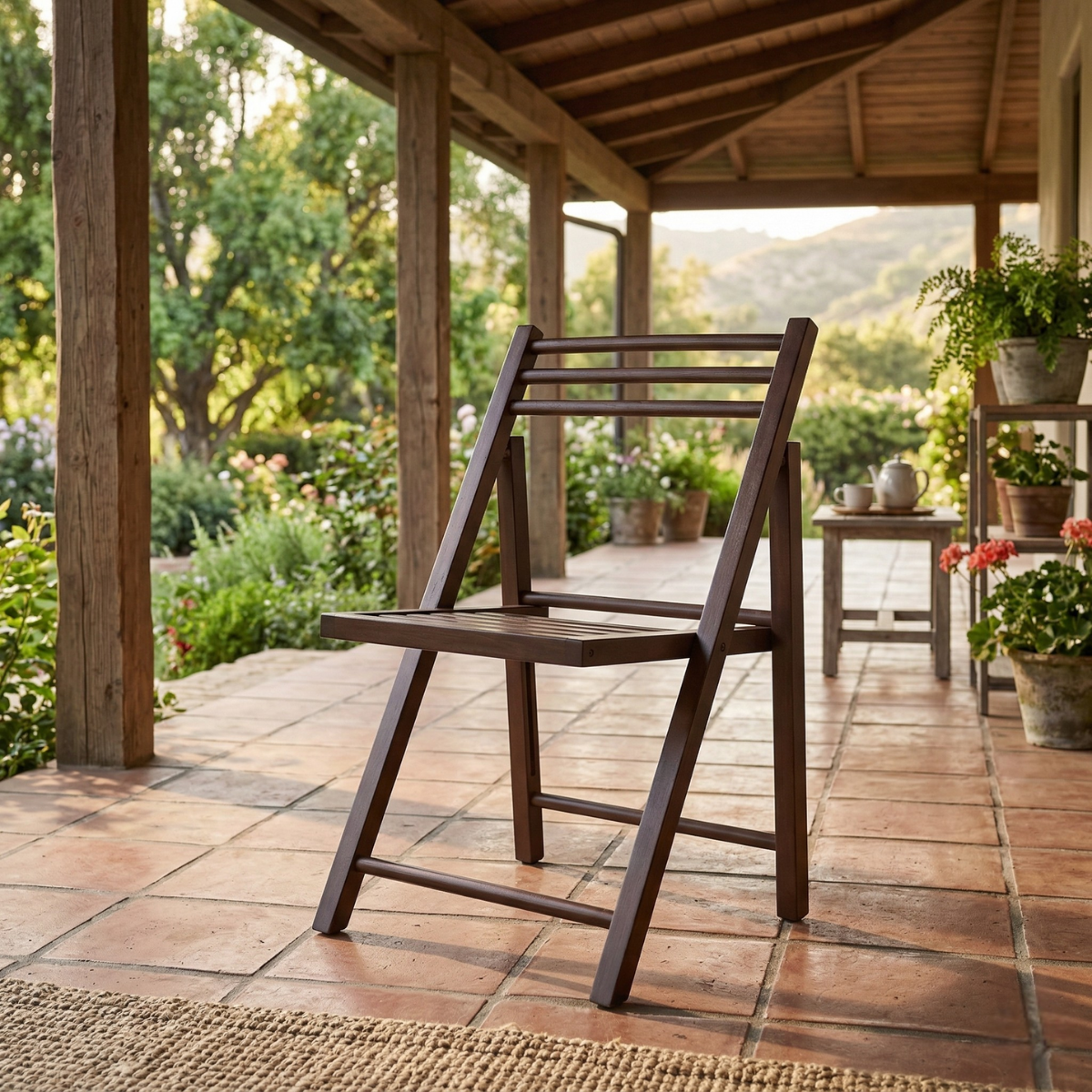 11 cadeira dobravel retratil rustica em madeira natural