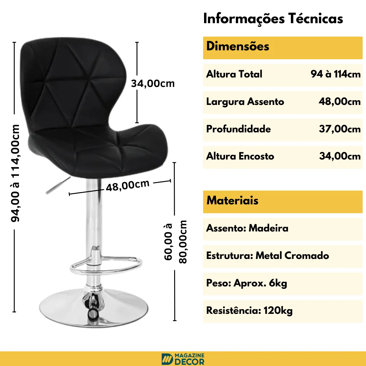 14 banqueta slim material ecologico regulagem de altura cinza