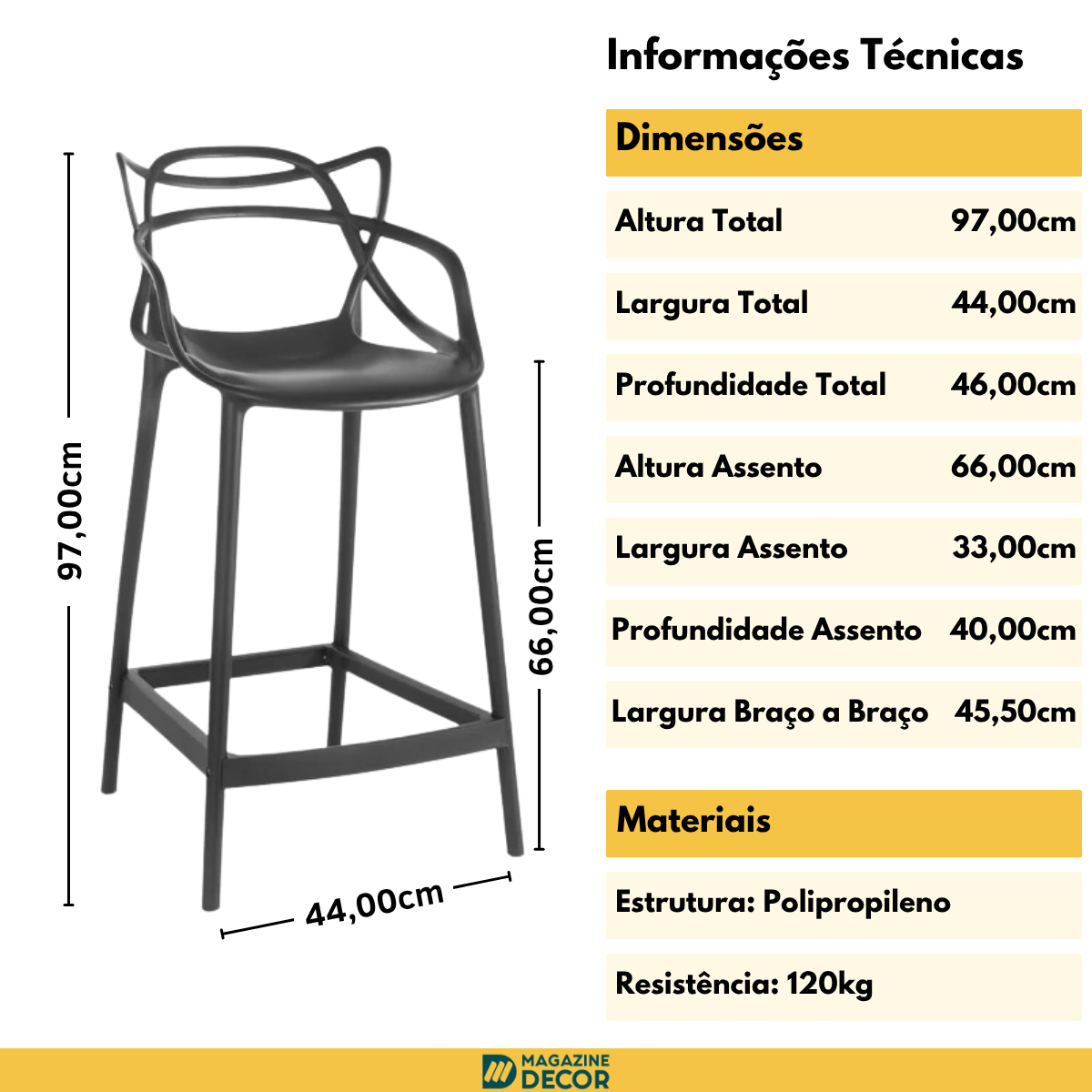 02 banqueta media allegra 66cm design cozinha bancada preto