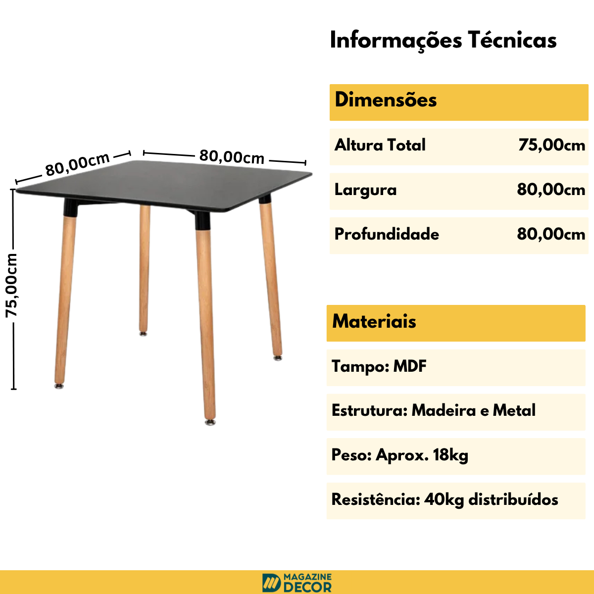 02 mesa jantar eiffel 80x80 base madeira branca