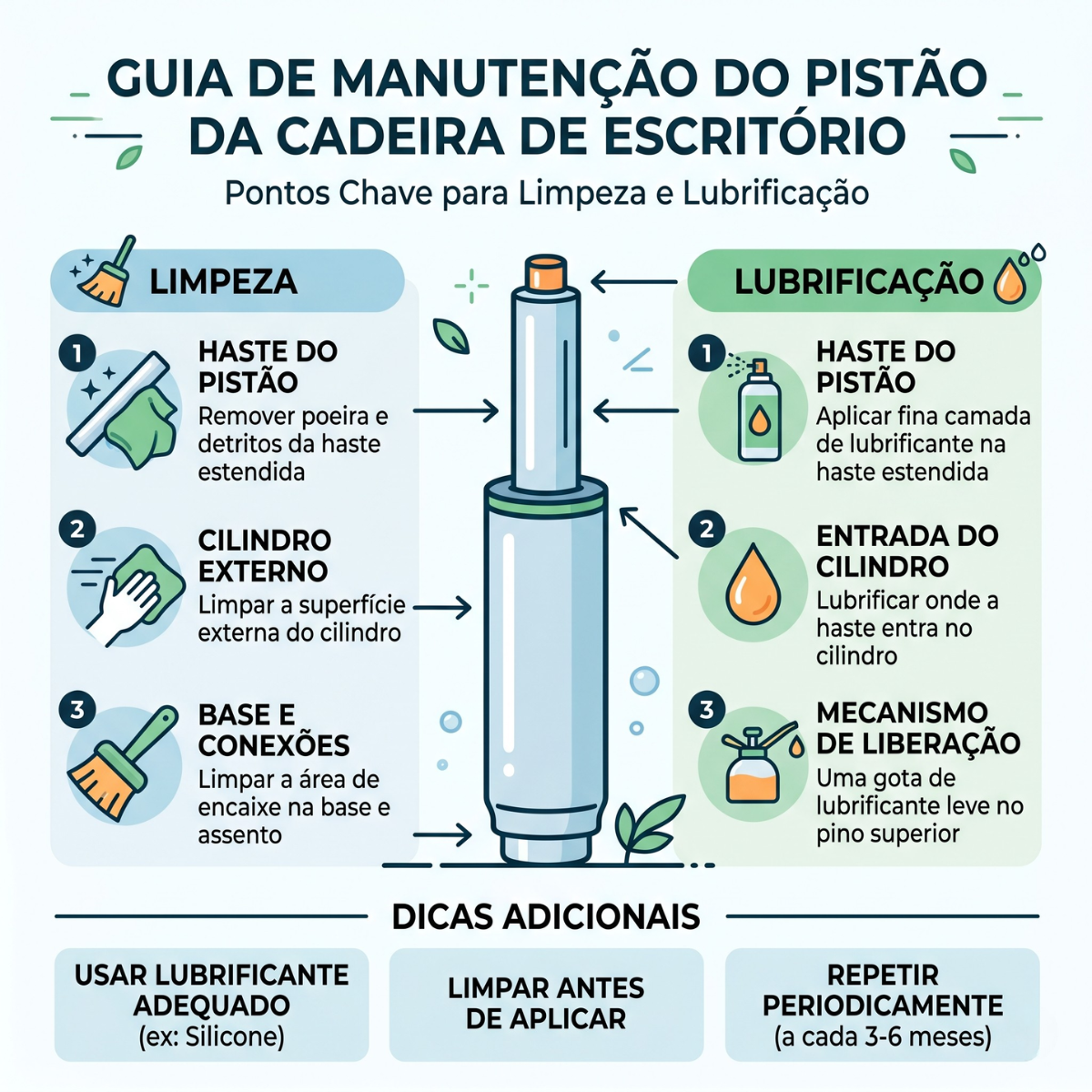 infografico manutencao de pistao de gas de cadeiras de escritorio magazine decor