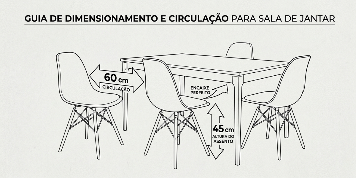 Guia de dimensionamento e circula&ccedil;&atilde;o para sala de estar.