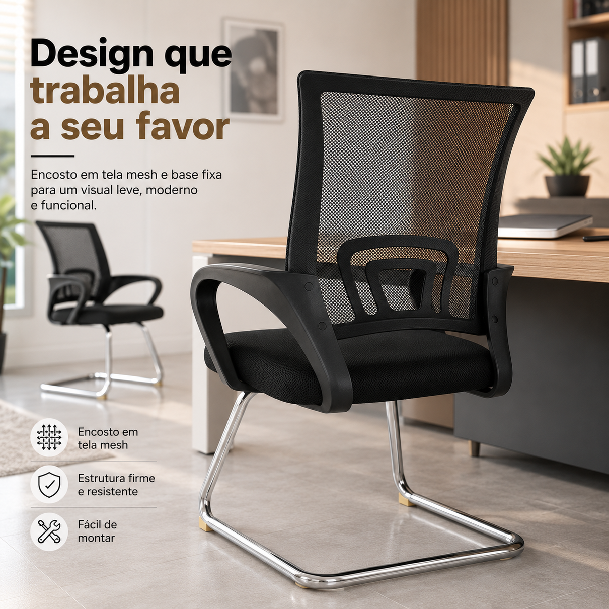 06 cadeira secretaria office base fixa
