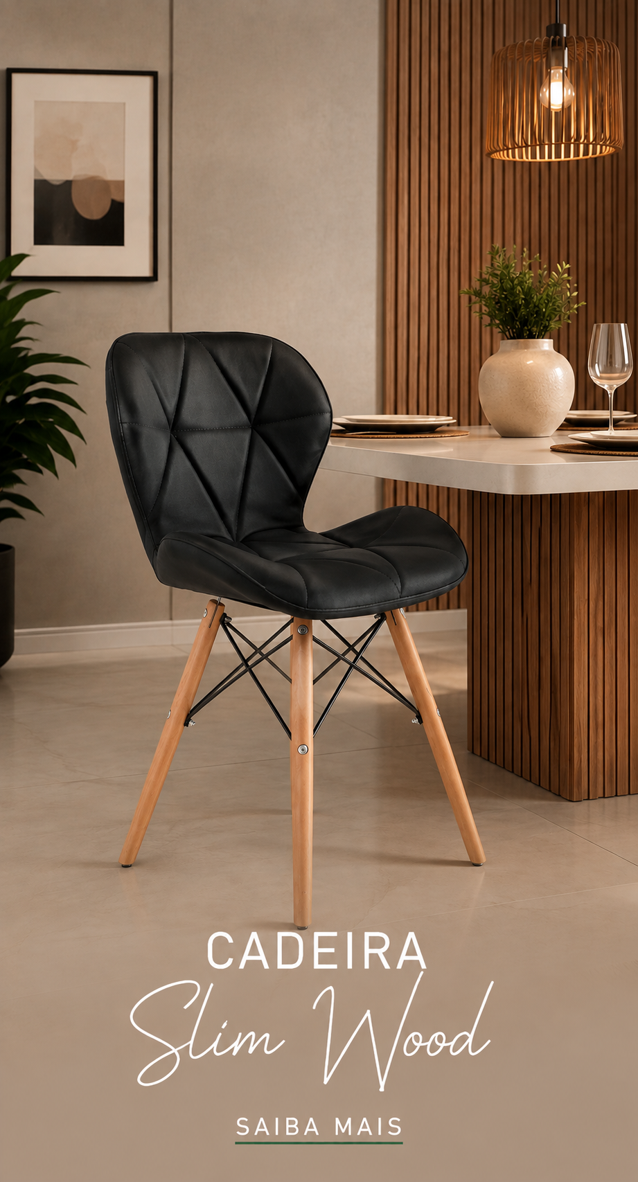 cadeira de jantar slim wood magazine decor