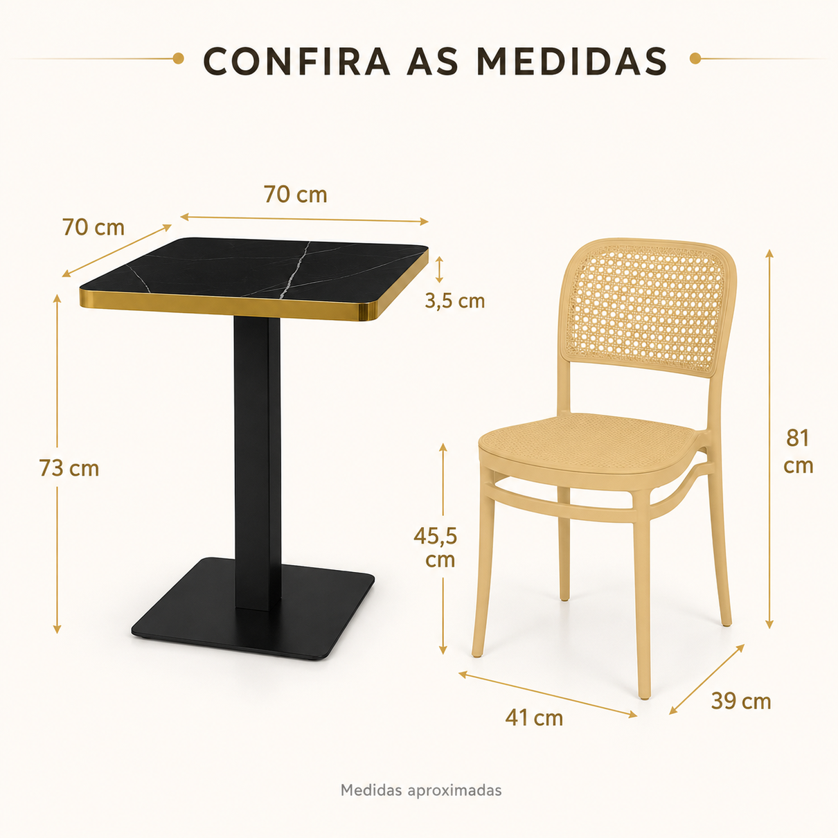 conjunto mesa de jantar quadrada venezia 70x70cm preta com 4 cadeiras roma nude magazine decor 3