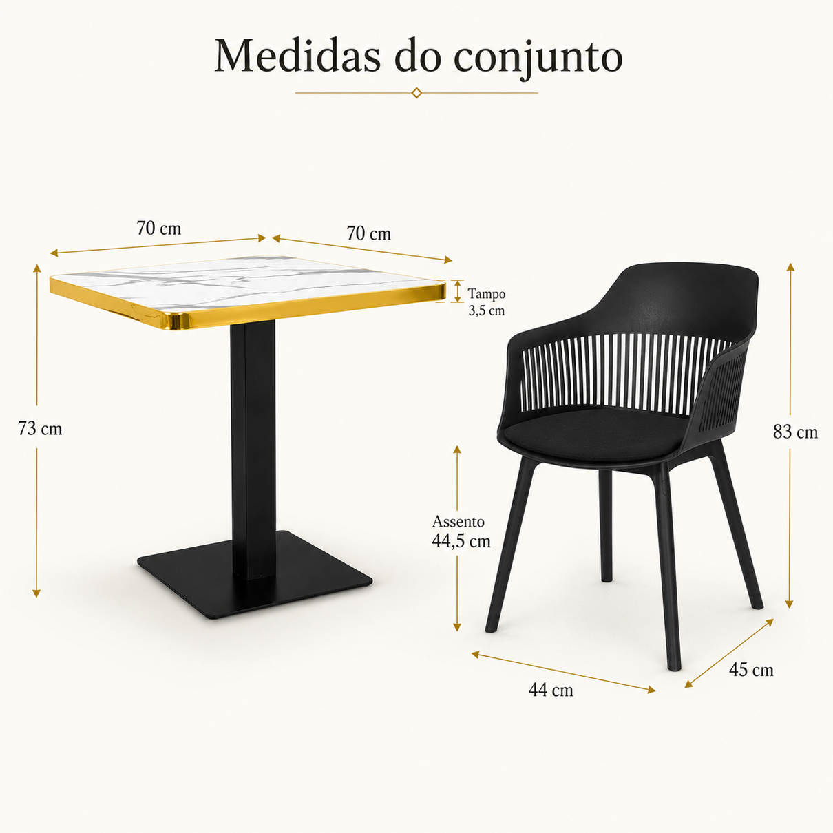 conjunto mesa de jantar quadrada venezia 70x70cm branca com 4 cadeiras estofadas marcela preto magazine decor 2