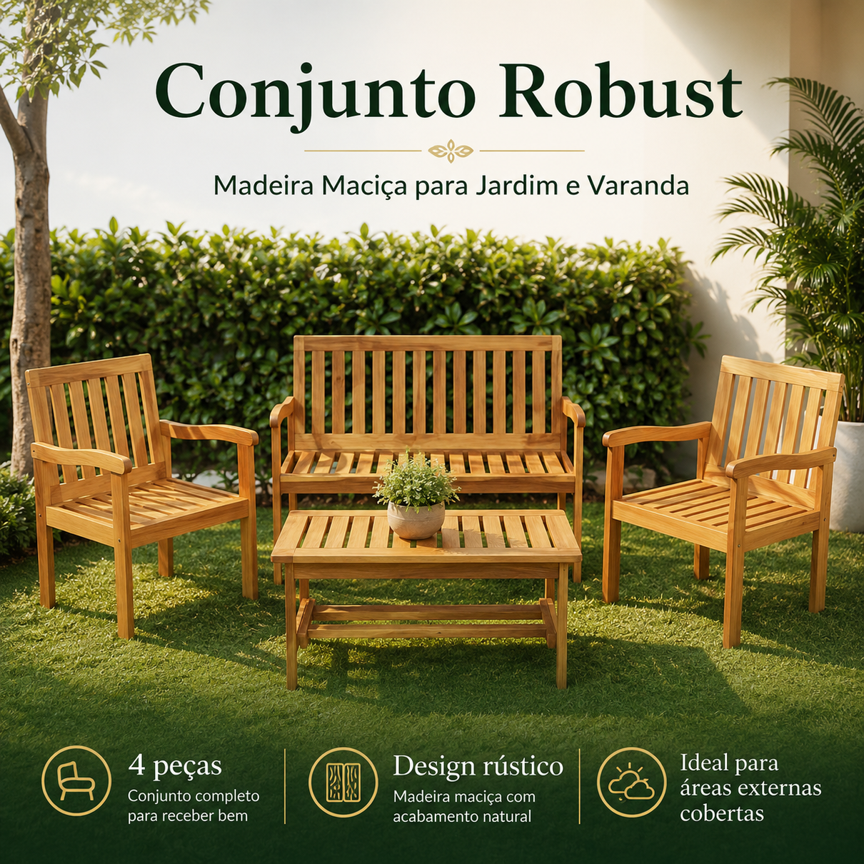 conjunto jardim em madeira robust natural magazine decor 4