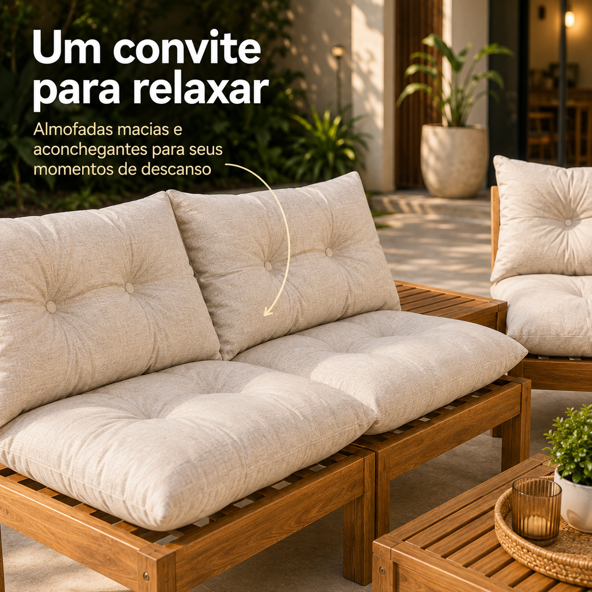 conjunto raiz externo para jardim e piscina 4 lugares com mesa de centro magazine decor 4