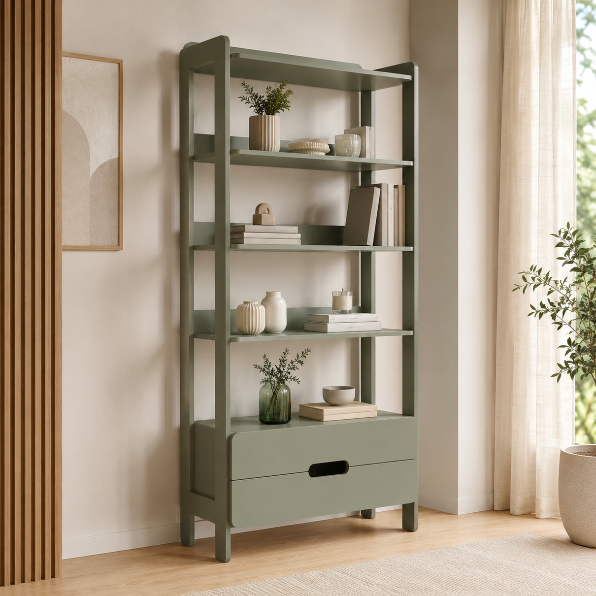 armario estante multiuso 4 prateleiras e 2 gavetas elvis verde magazine decor 4