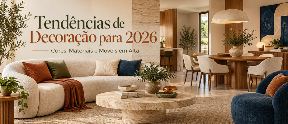 Tendências de Decoração para 2026: Cores, Materiais e Móveis em Alta Tendências de Decoração para 2026: Cores, Materiais e Móveis em Alta