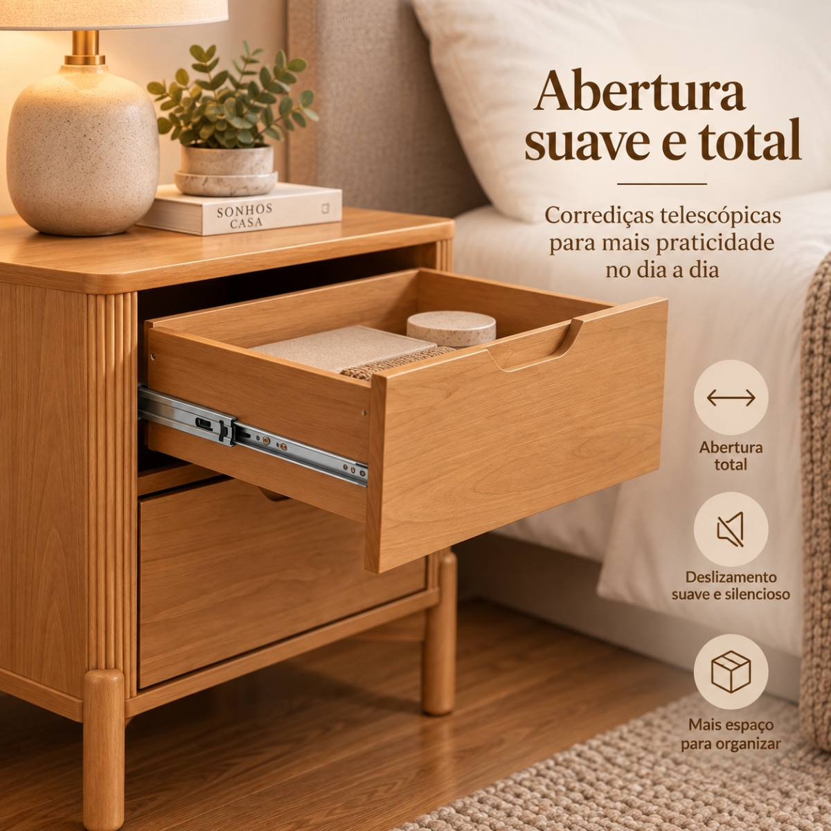 mesa de cabeceira 2 gavetas nest 5