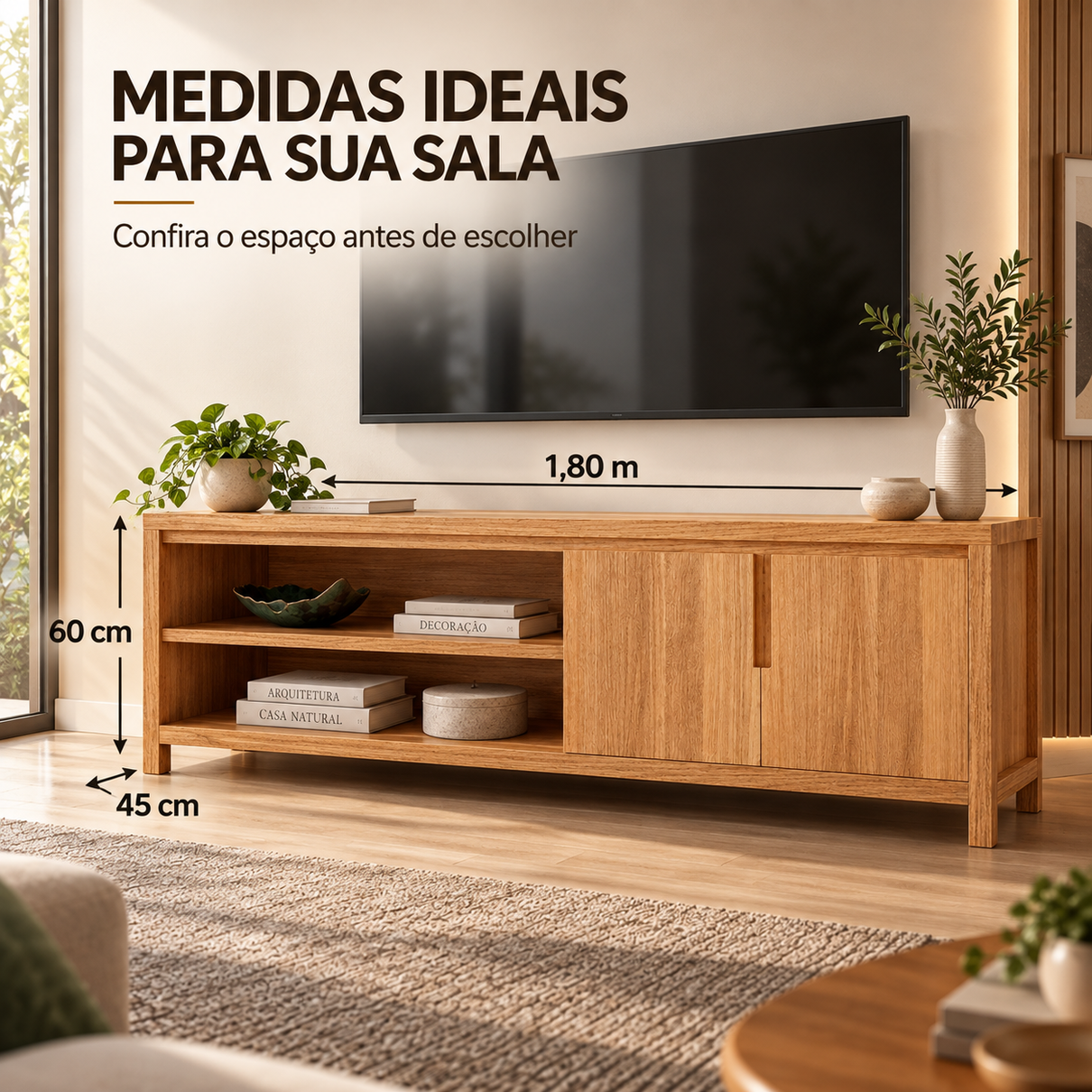 rack para tv 2 portas 180cm nature em madeira macica rustico escuro 10