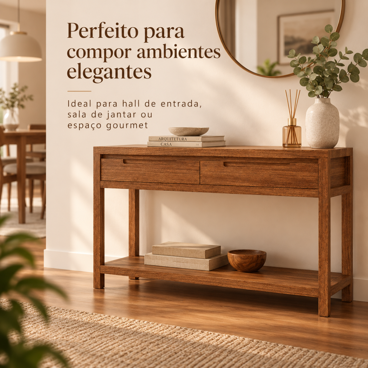 aparador 2 gavetas 130cm nature em madeira macica rustico escuro 5