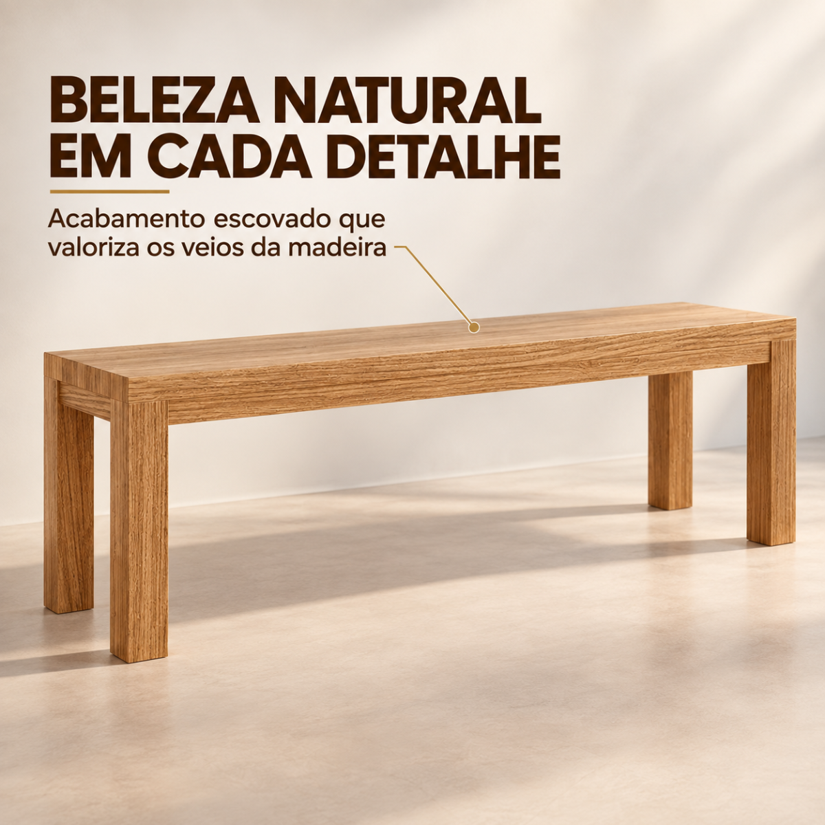 banco de madeira macica 150cm nature rustico claro 5