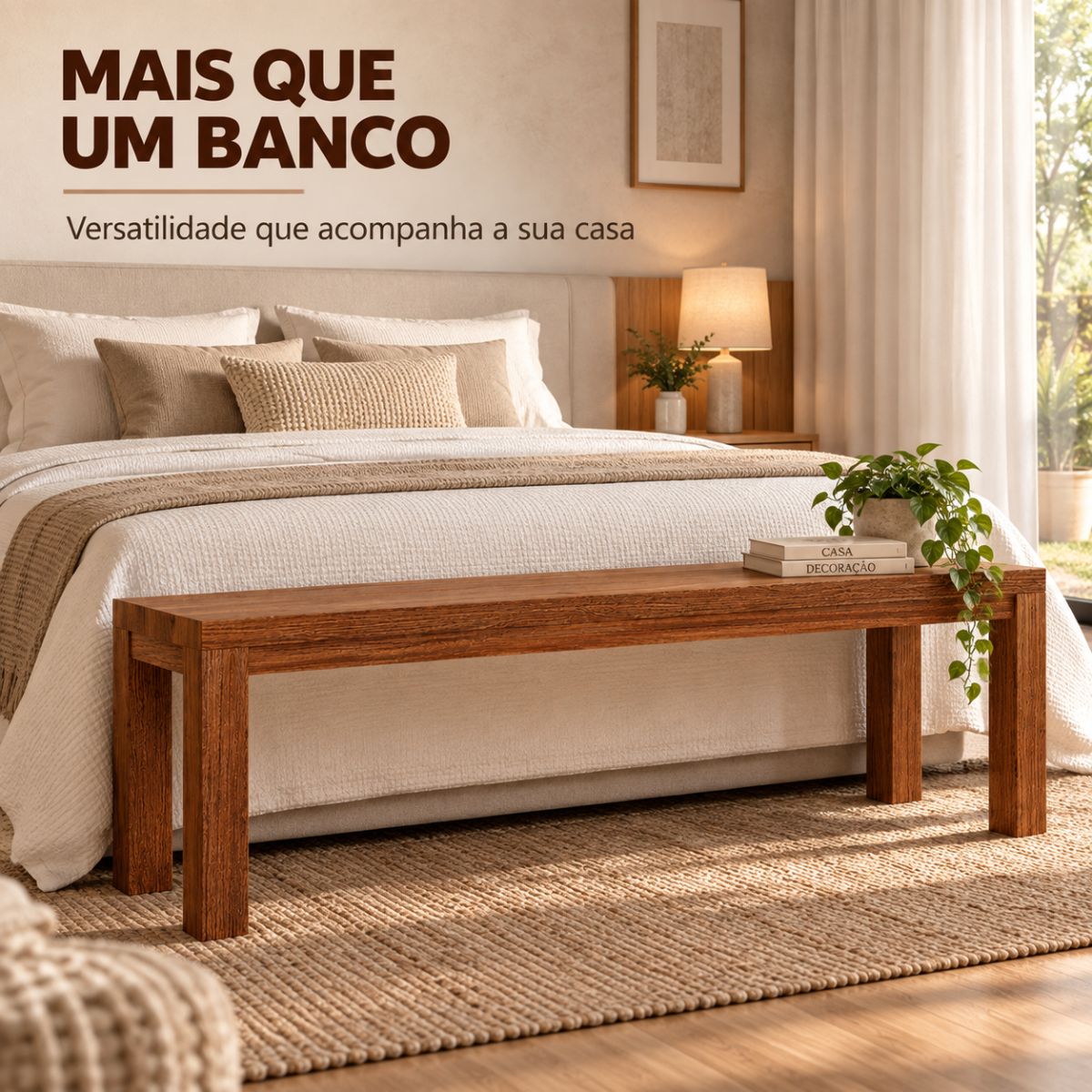 banco de madeira macica 150cm nature rustico escuro 5