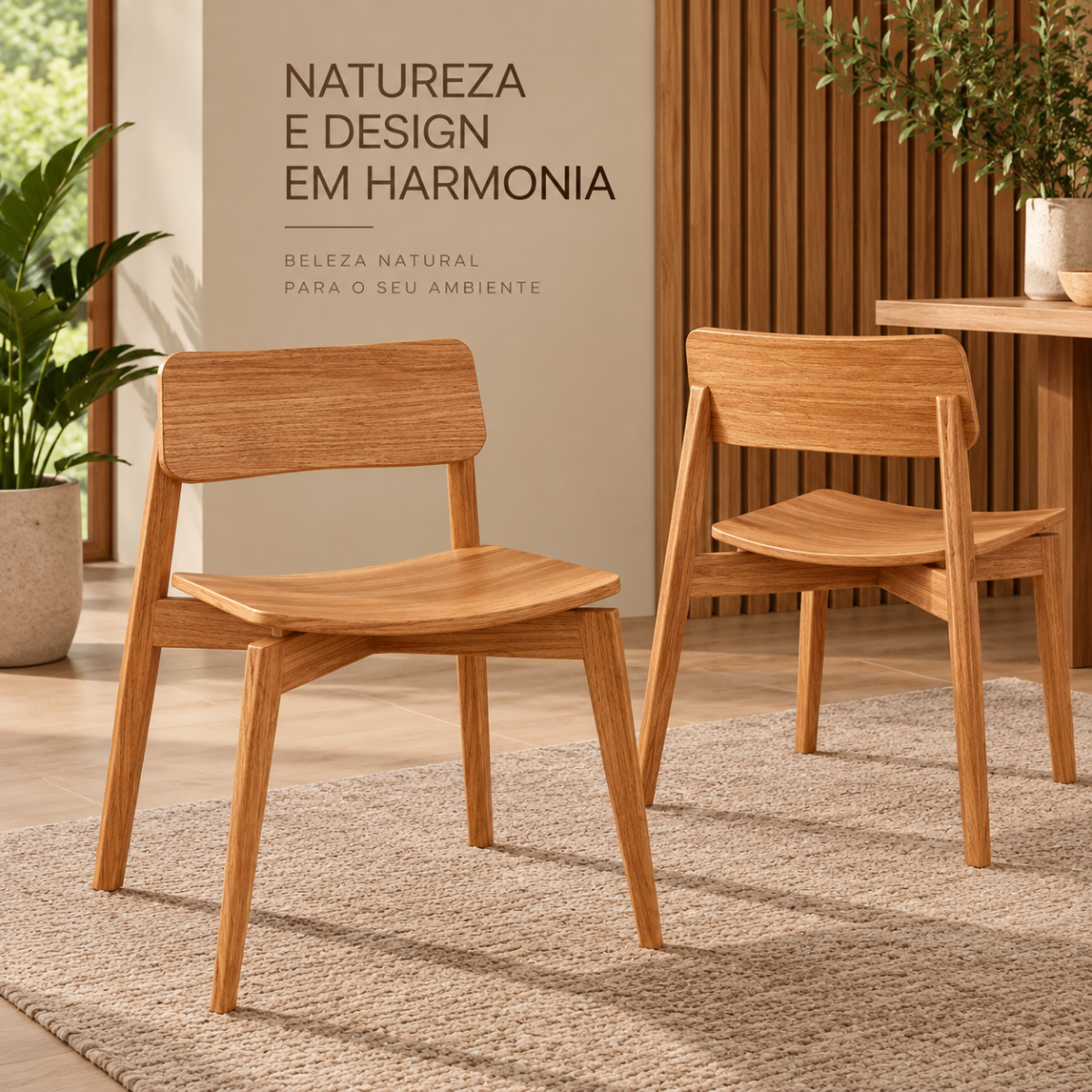 conjunto 2 cadeiras de jantar em madeira macica nature rustico claro 4
