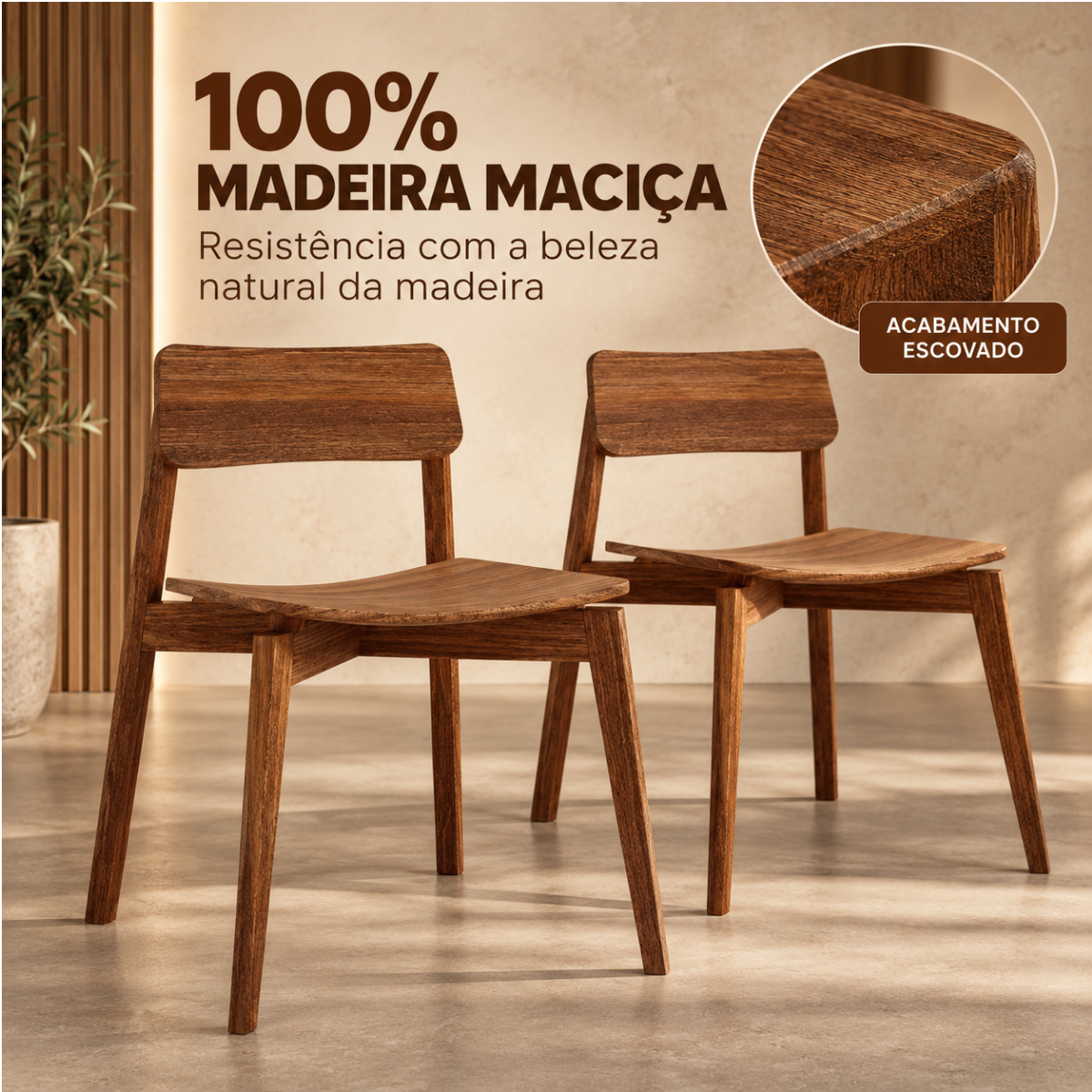 conjunto 2 cadeiras de jantar em madeira macica nature rustico escuro 6