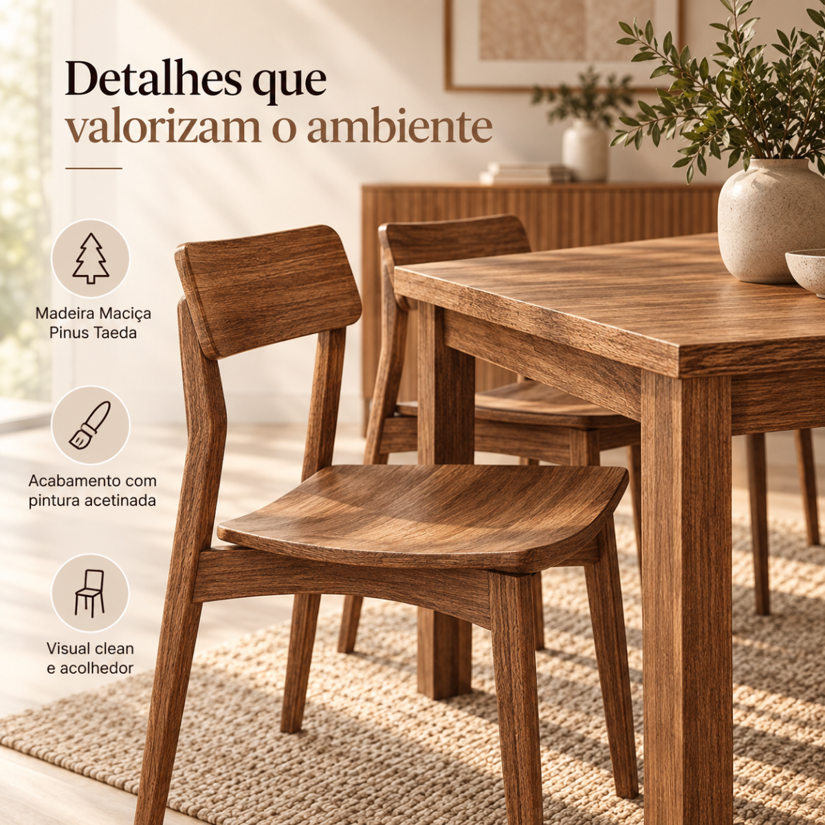 conjunto mesa de jantar retangular 180x95cm rustica escuro com 6 cadeiras em madeira macica rustico escuro 7