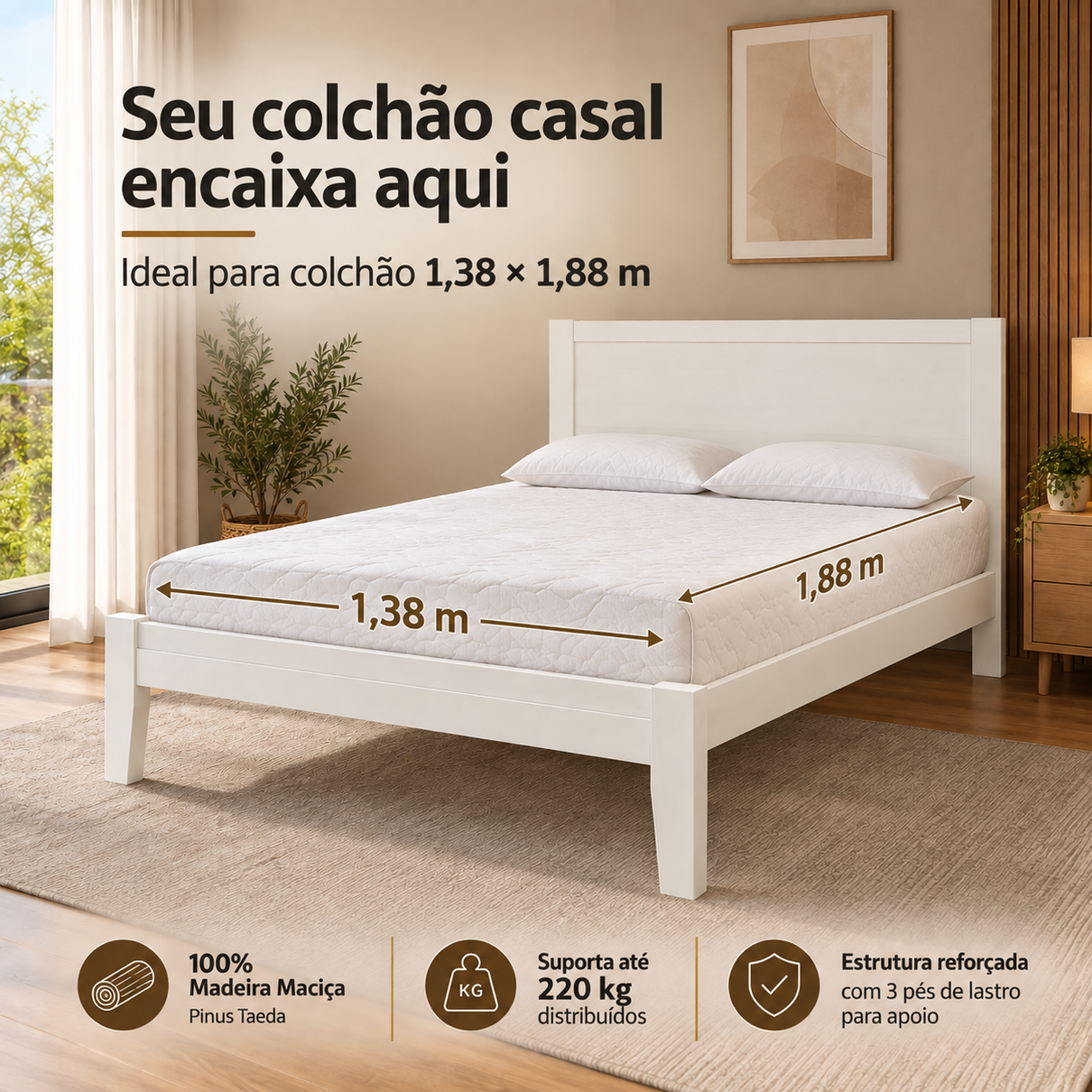 cama de casal 1 40m em madeira macica topazio branco 4