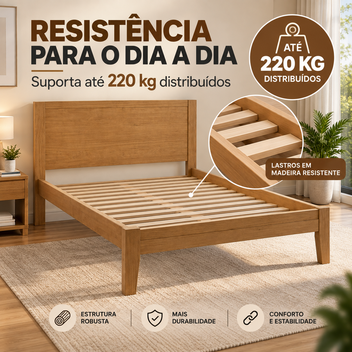 cama de casal 1 40m em madeira macica topazio freijo 4