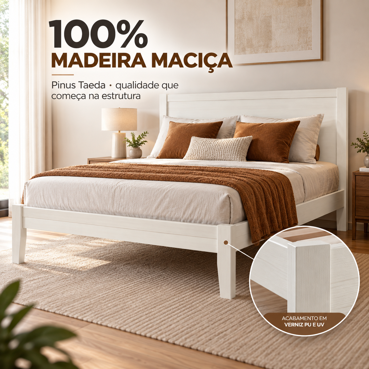 cama de casal 1 60m em madeira macica topazio branco 7