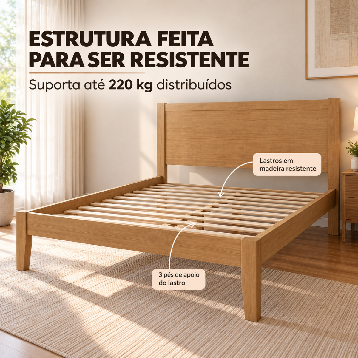 cama de casal 1 60m em madeira macica topazio freijo 6