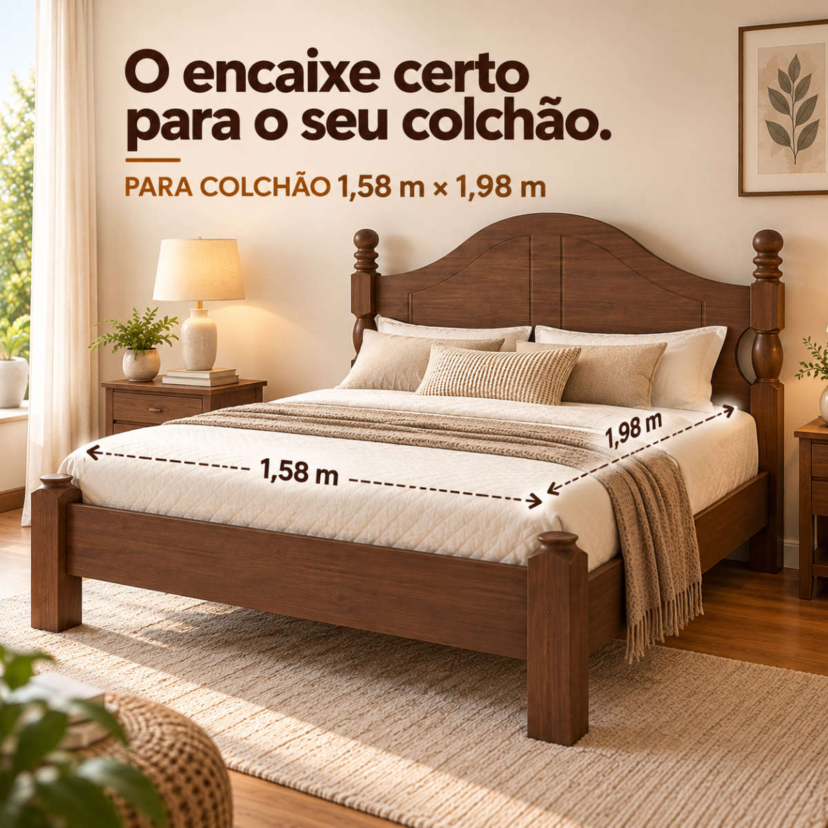 cama de casal 1 60m em madeira macica design classico ouro cafe 3