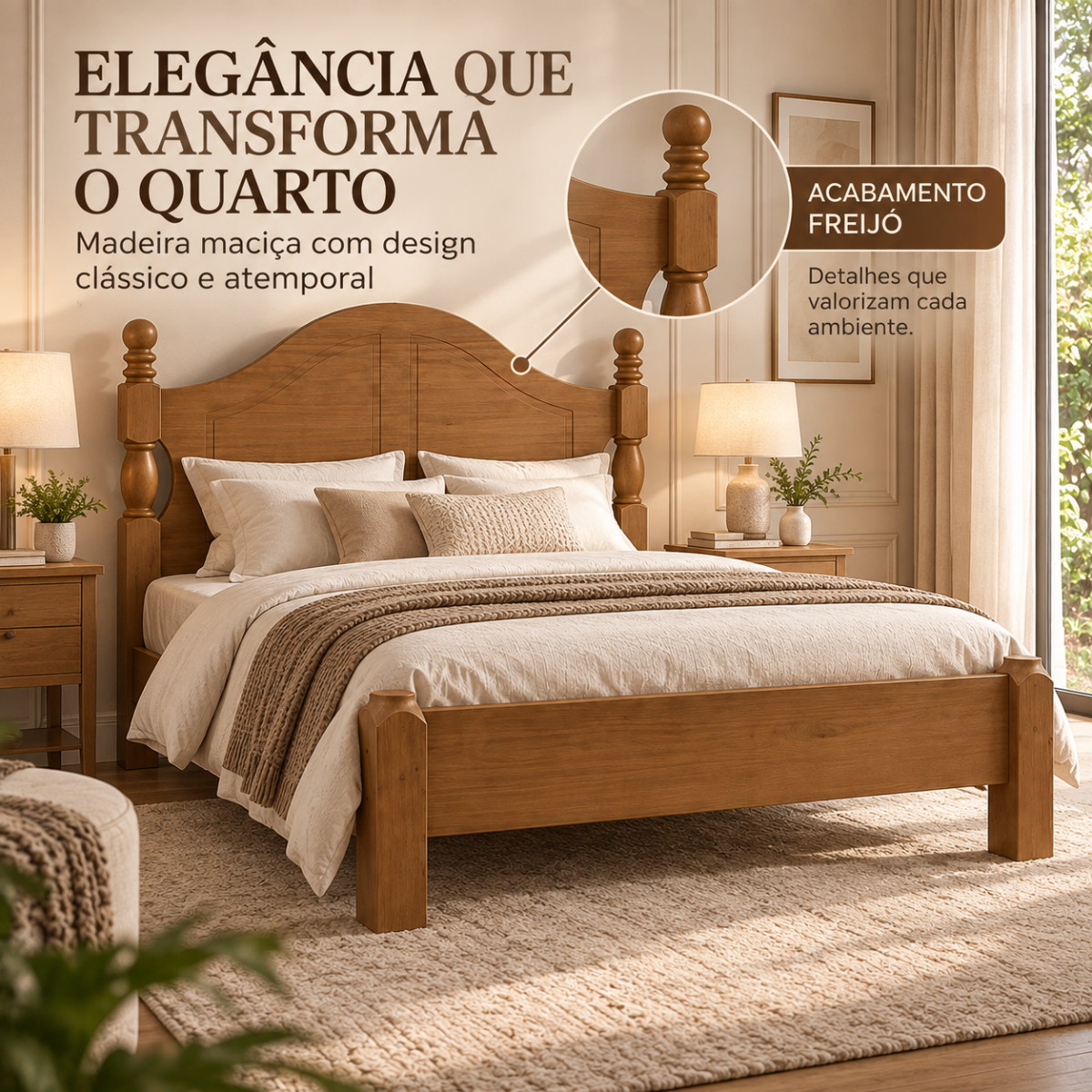 cama de casal 1 60m em madeira macica design classico ouro freijo 5