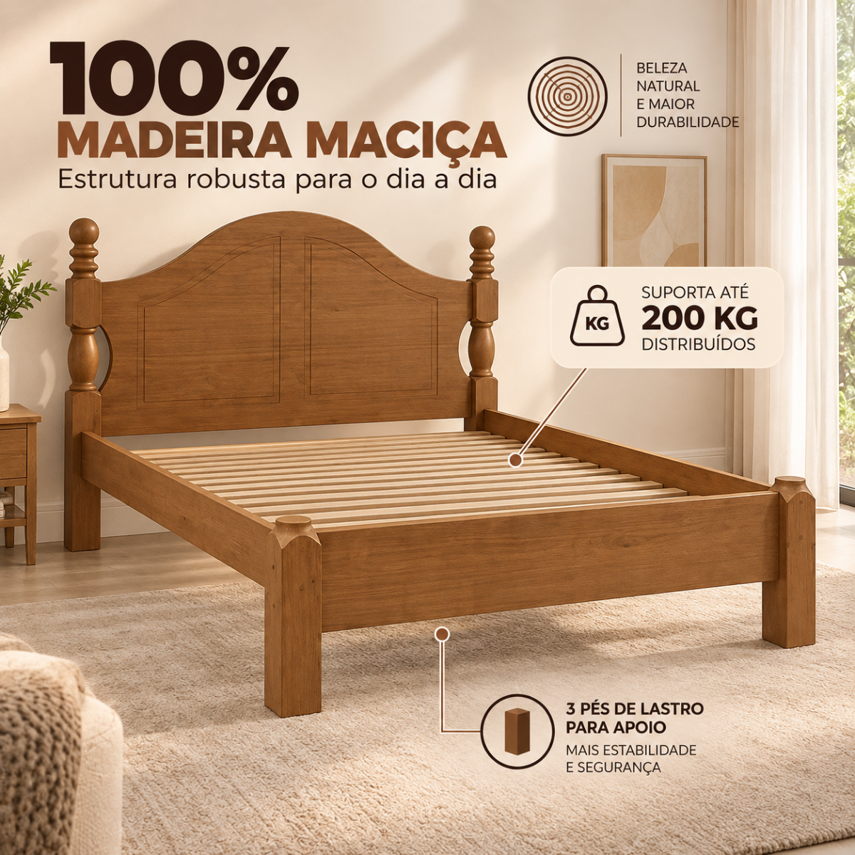 cama de casal 1 60m em madeira macica design classico ouro freijo 4