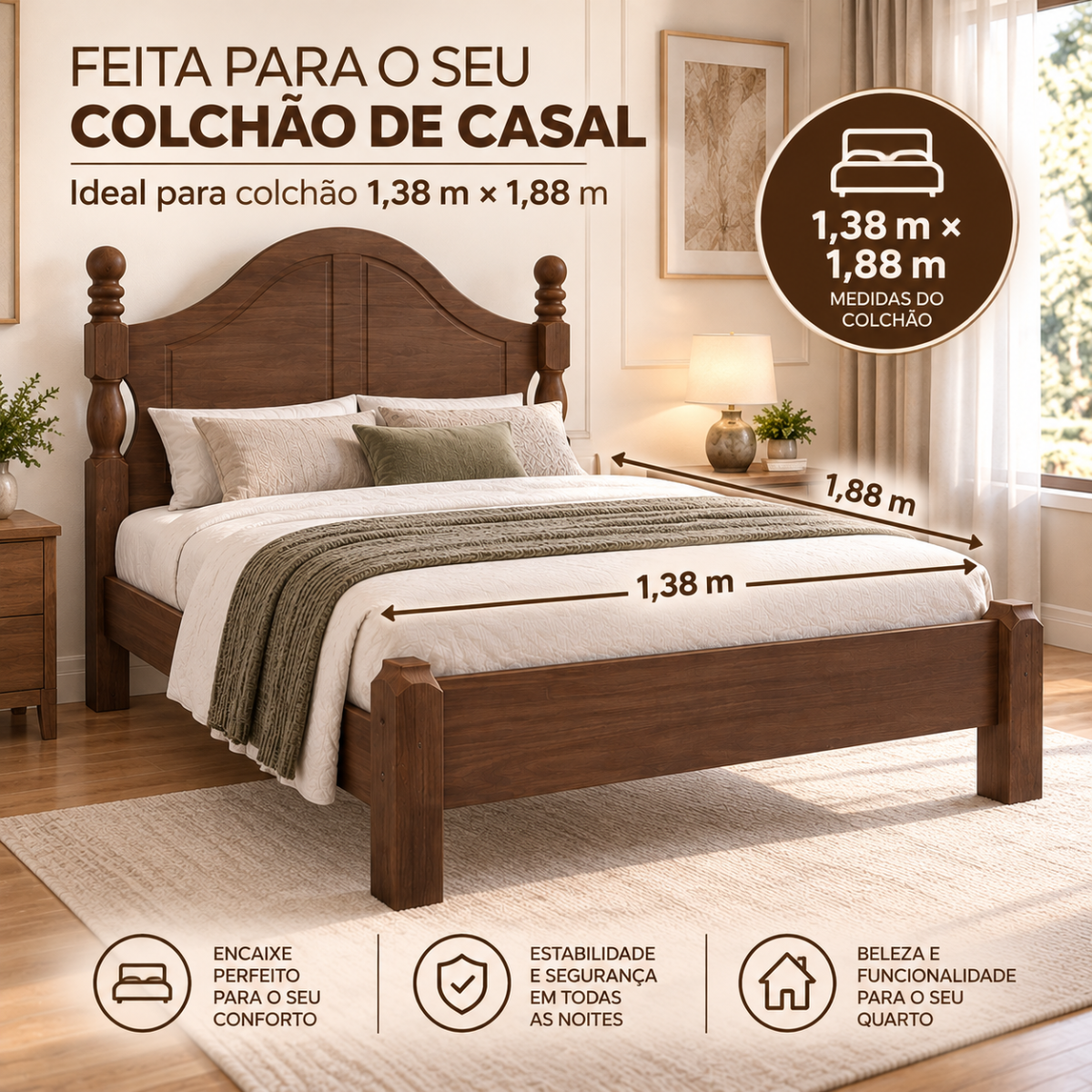 cama de casal 1 40m em madeira macica design classico ouro cafe 3