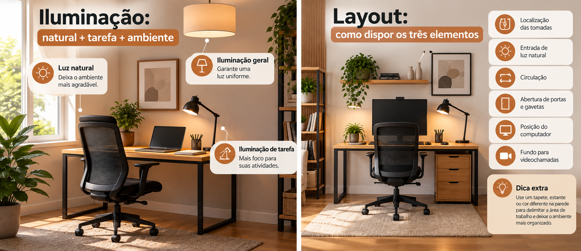 iluminacao e layout no home office