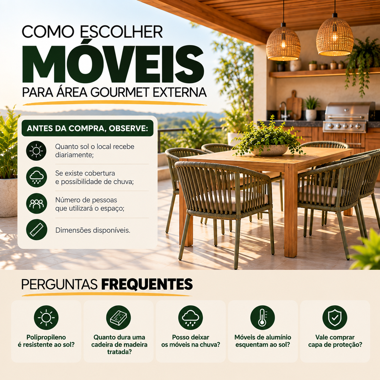 guia de moveis para area gourmet