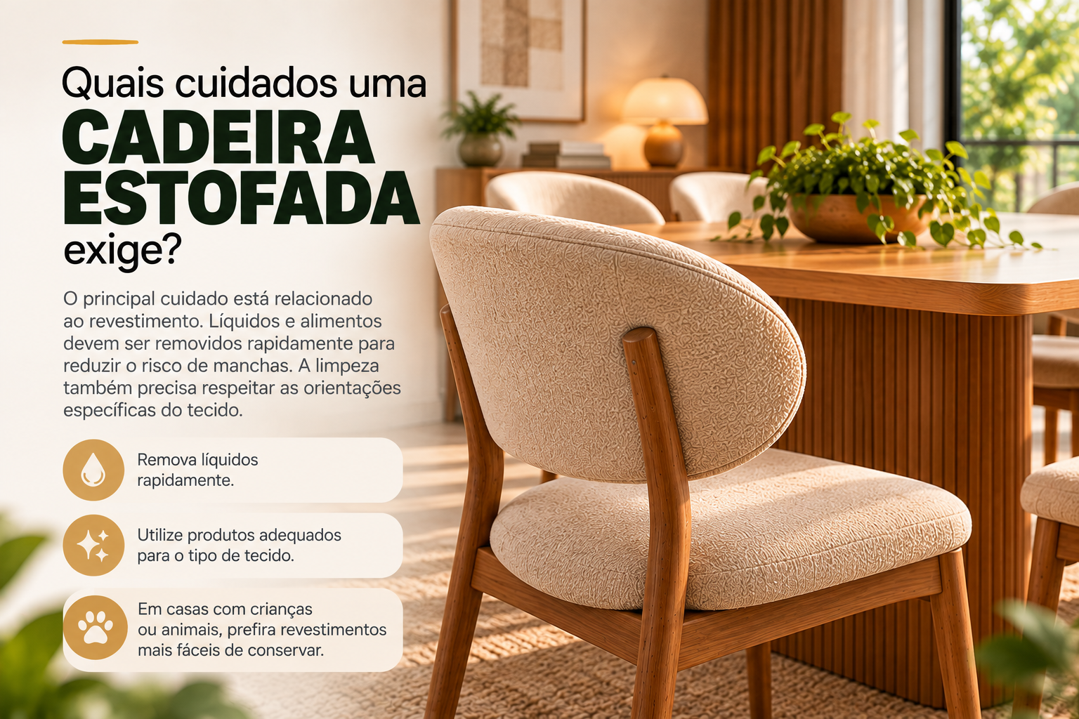 cuidados com cadeira estofada