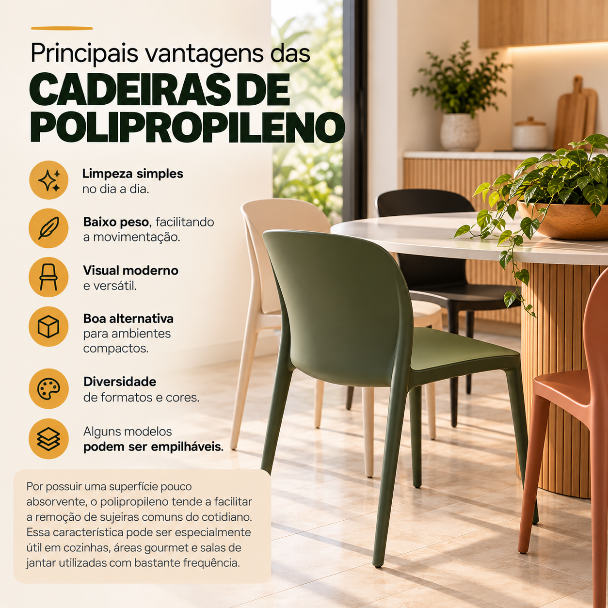 vantagens das cadeiras de polipropileno