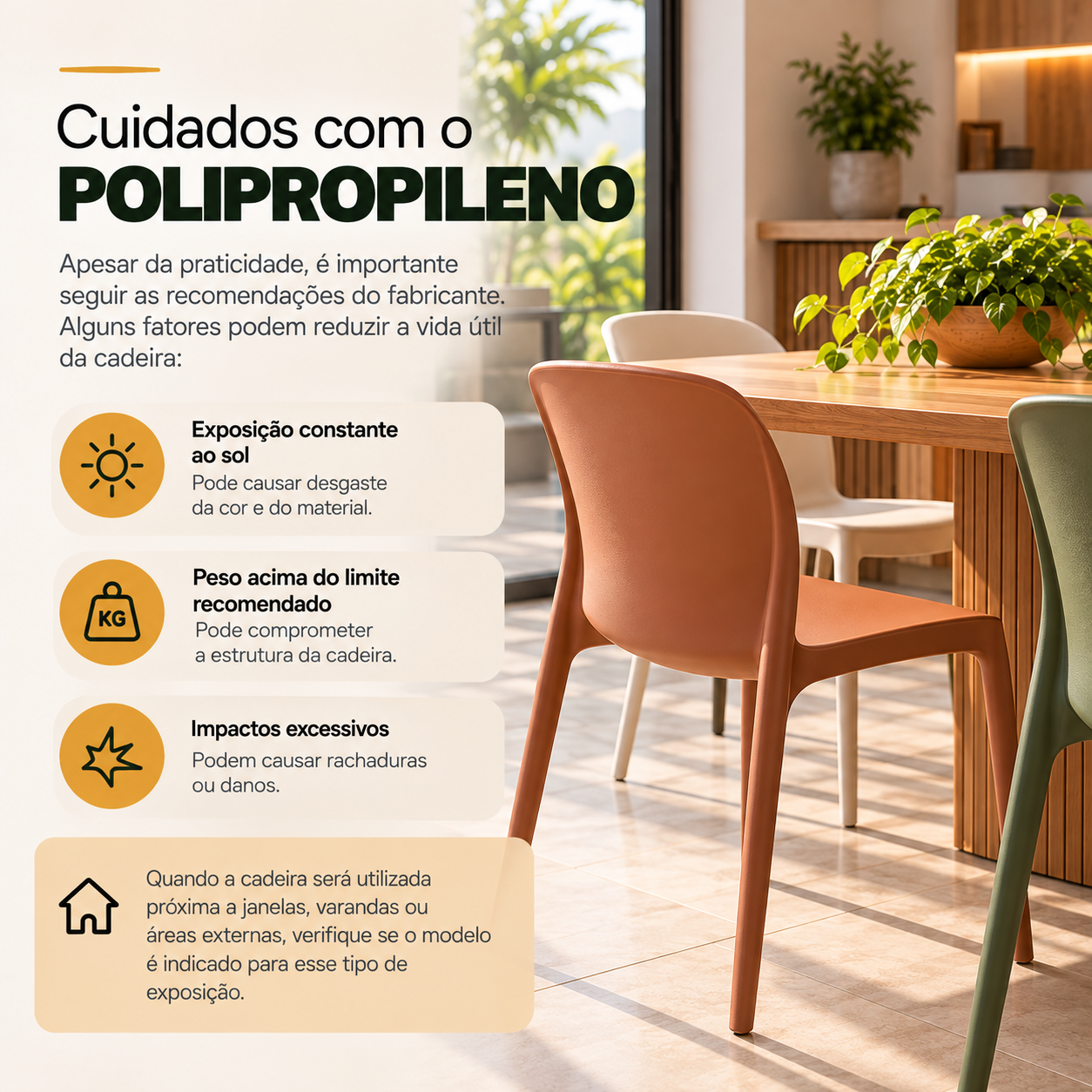 cuidados com cadeiras de polipropileno