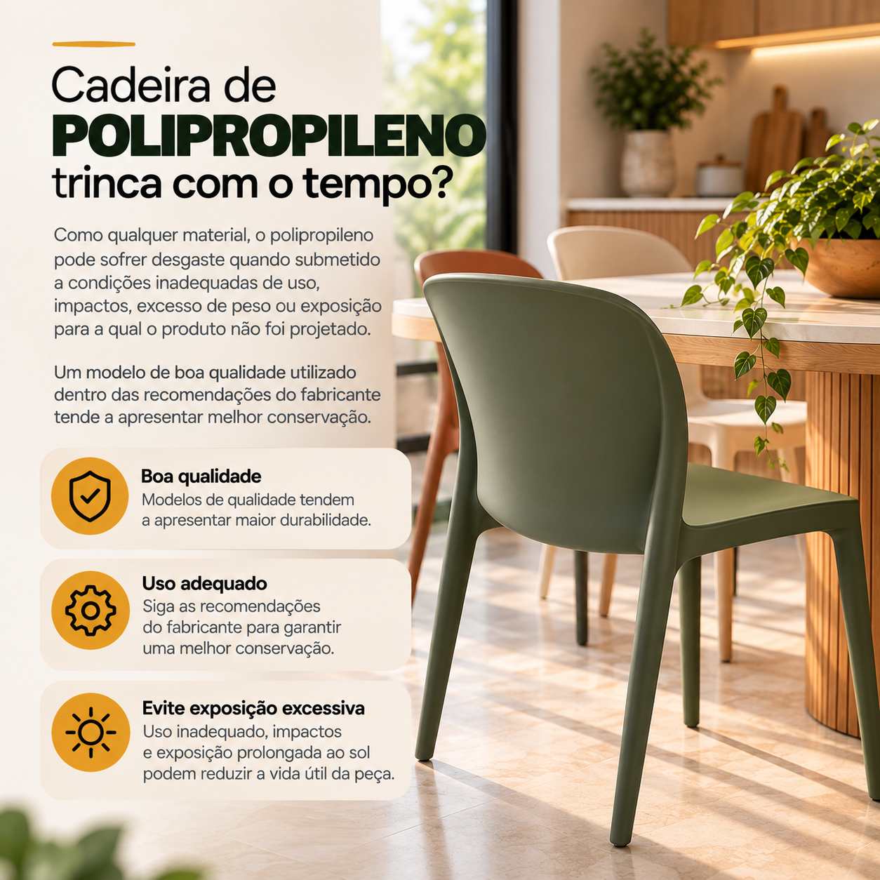 durabilidade da cadeira de polipropileno