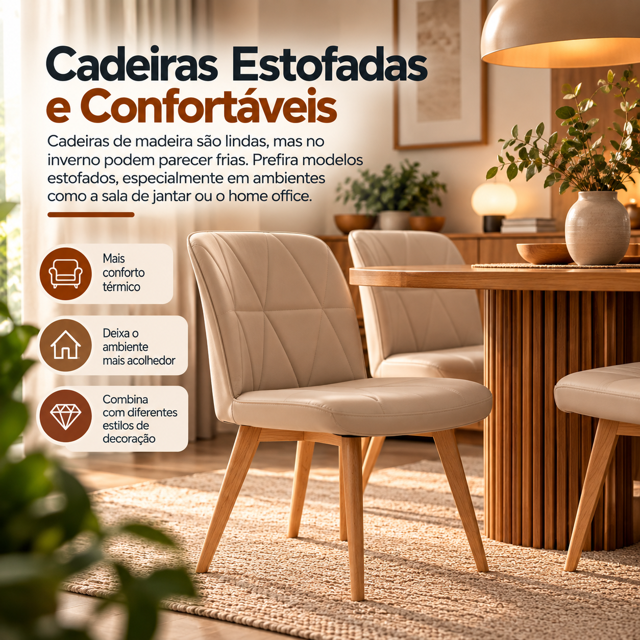 cadeiras estofadas em ambiente aconchegante