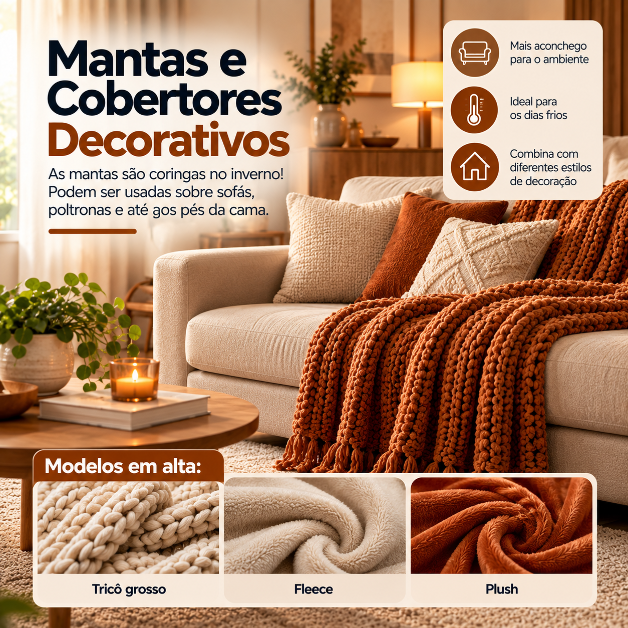 mantas aconchegantes para decorar